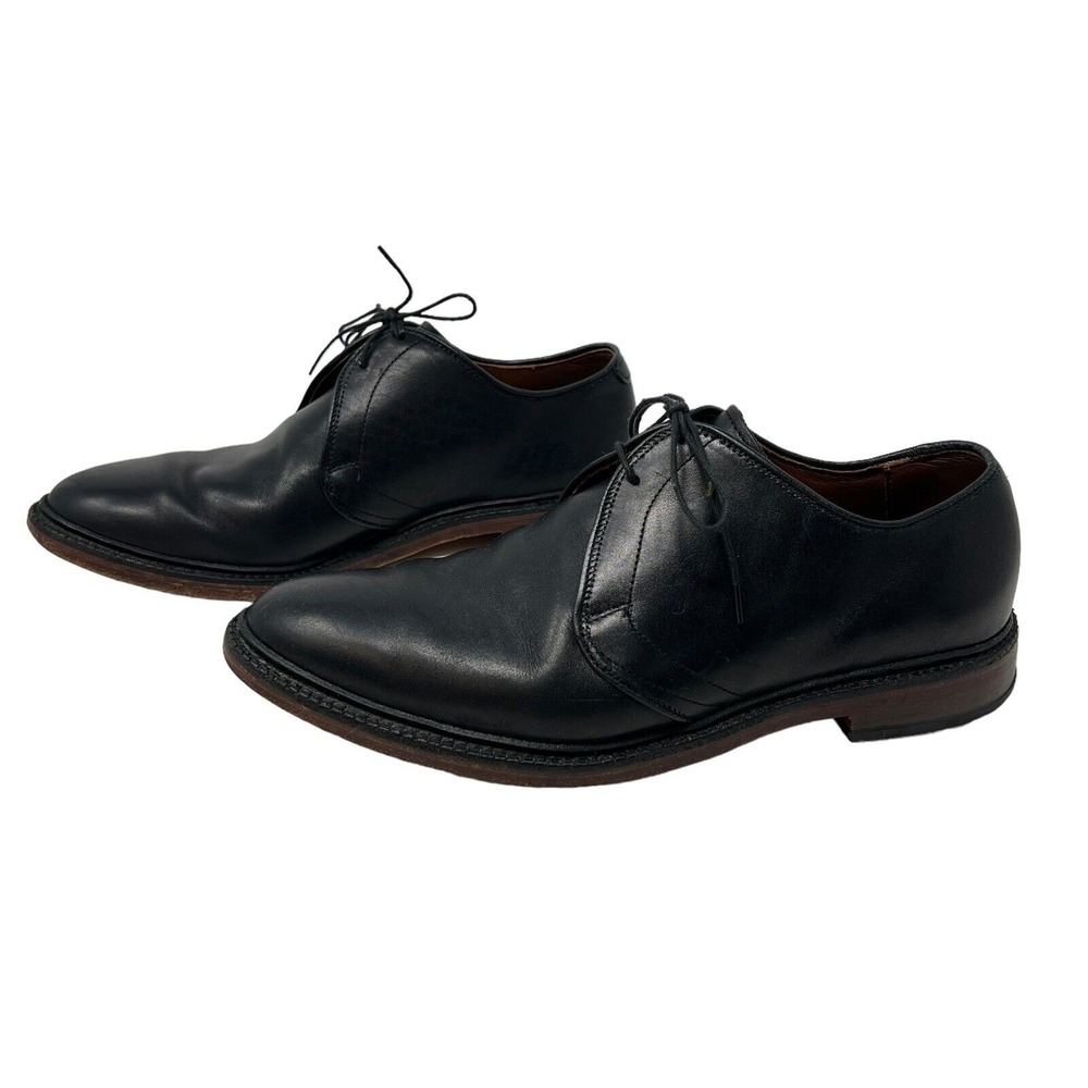 Allen Edmonds Leeds Black Leather Plain Toe Derby Shoes Mens 9 E 4611 USA Made - Picture 2 of 7